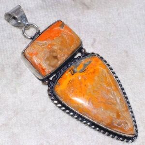 Bumblebee Jasper Gemstone 925 Sterling Silver Pendant Necklace